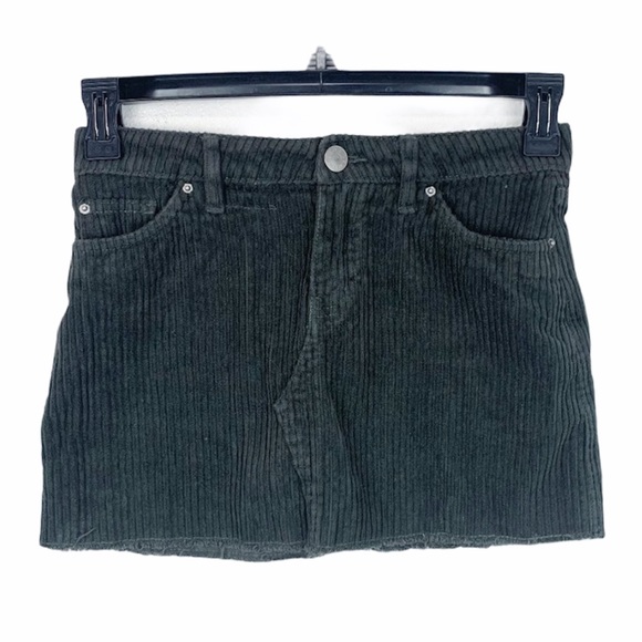 BDG Skirt Women Extra Small Grey Corduroy Frayed Mini Casual Bottoms Urban Out - Picture 1 of 8